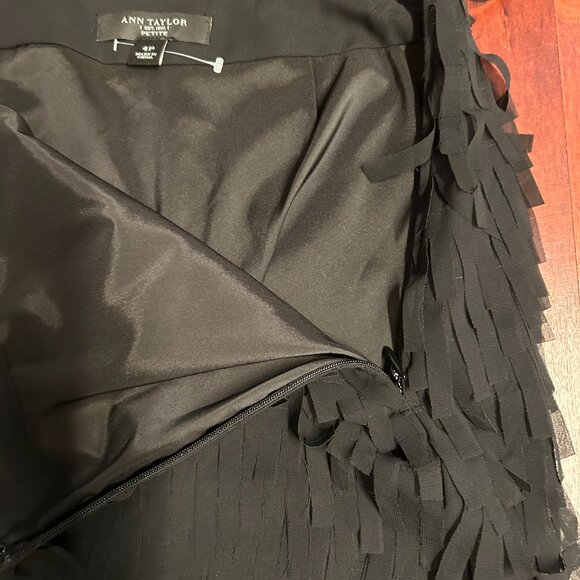 Ann Taylor black fringe skirt : Not a mini, but shorter length:  4P - Picture 6 of 7
